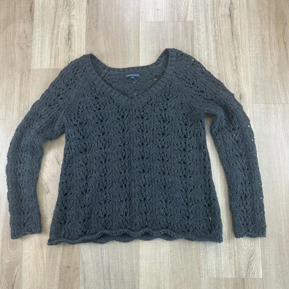 American Eagle Outfitters Women's Medium M Gray Knitted Knit Lightweight Sweater